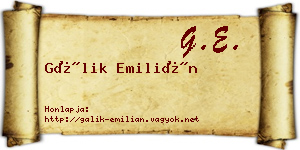 Gálik Emilián névjegykártya